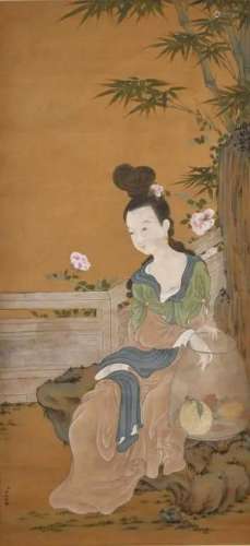After Leng Mei (1669-1792) Figures Hanging Scroll