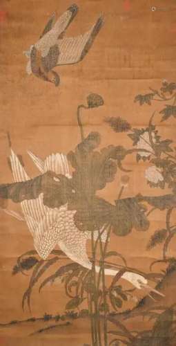 Unknown Artist Birds Large Hanging Scroll