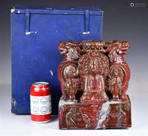 A Famble-Glaze Buddha Statue w/Box