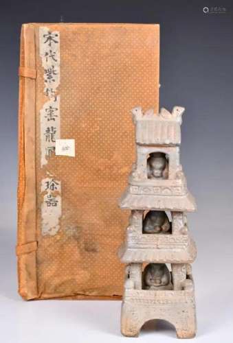 A Purple-Glazed Buddha Tower w/Box