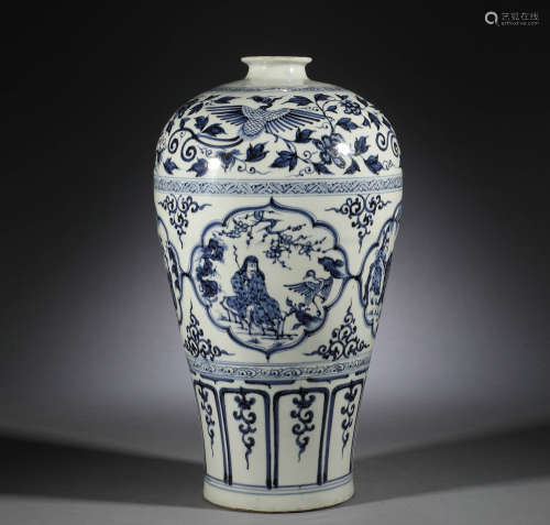 中国古代，青花人物故事梅瓶