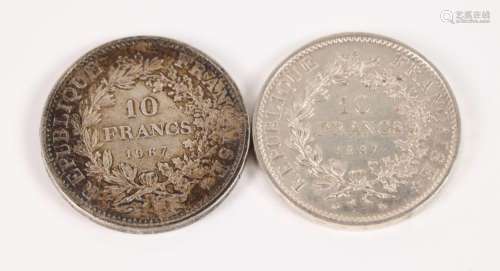 Deux pièces de 10 Francs argent (1967)