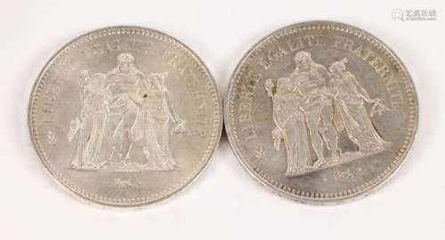 Deux pièces de 50 Francs argent (1975 - 1978)