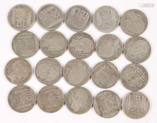20 pièces de 10 francs argent type Turin (1933)