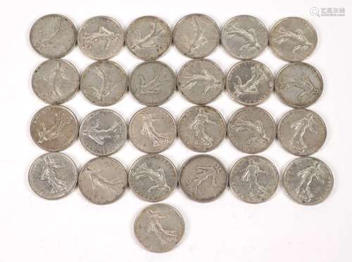 25 pièces de 5 francs argent (1960, 1961, 1962, 1963, 1964, ...