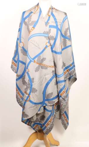 HERMES Paris- Kimono en laine et polyamide à décor de brides...