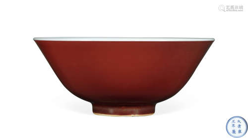 清雍正 霁红釉碗
