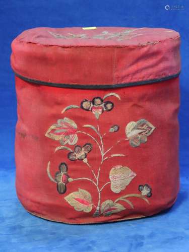 VINTAGE CHINESE TEA POT WARMER, WITH HAND EMBROIDED FLORAL D...