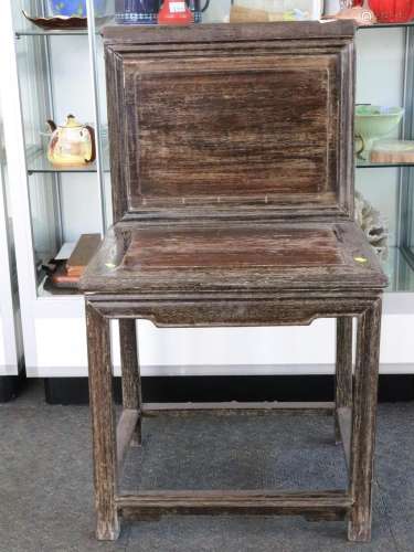 ANTIQUE CHINESE EBONY HARDWOOD CHAIR, IN NEED OF RESTORATION