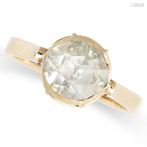 A SOLITAIRE DIAMOND RING in yellow gold, set with a central ...