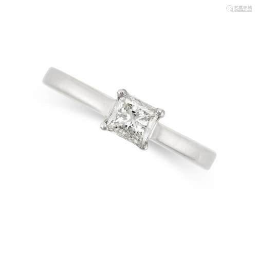 A SOLITAIRE DIAMOND ENGAGEMENT RING set with a princess cut ...