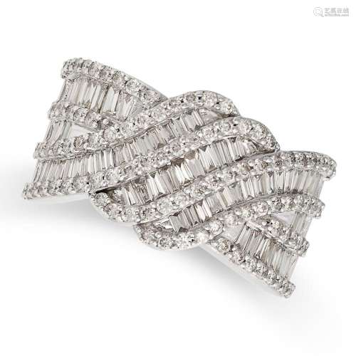 A DIAMOND BAND RING in 9ct white gold, set with round brilli...