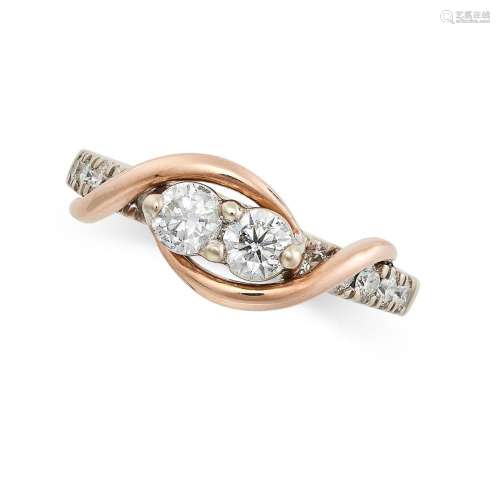 A DIAMOND DRESS RING in 14ct white and rose gold, set with t...
