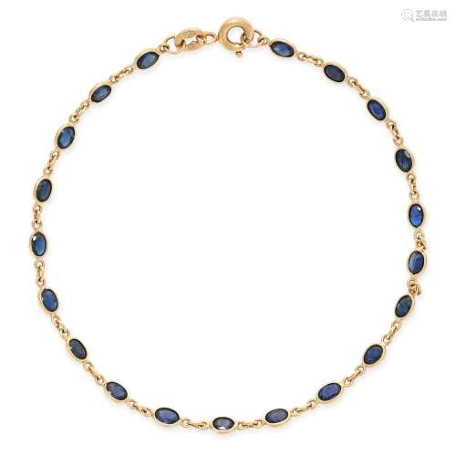 A SAPPHIRE BRACELET in 18ct yellow gold, comprising a single...