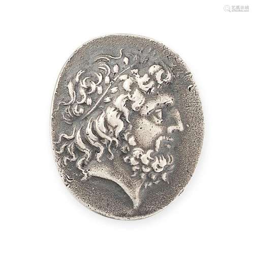 A SILVER CAMEO depicting the bust of Zeus, no assay marks, 2...