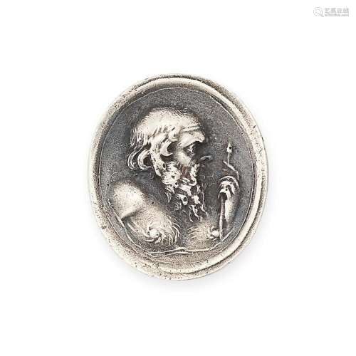 A SILVER CAMEO depicting Silenus, no assay marks, 1.7cm, 6.5...