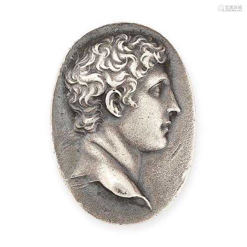 A SILVER CAMEO depicting the bust of a young man, no assay m...