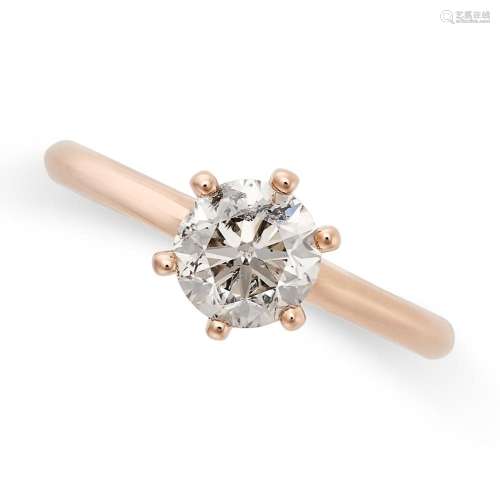 A SOLITAIRE DIAMOND ENGAGEMENT RING in 18ct rose gold, set w...