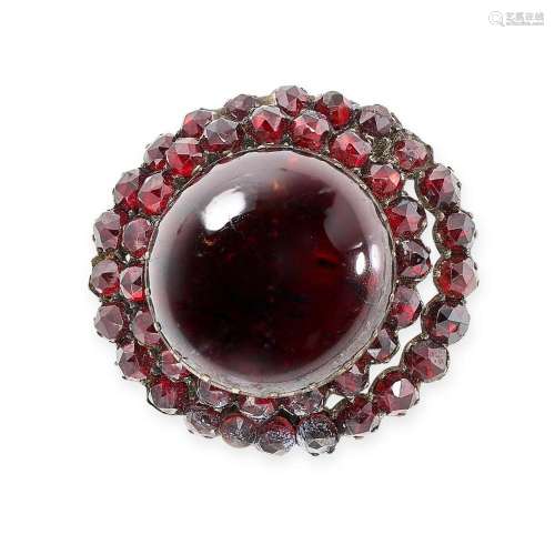 AN ANTIQUE BOHEMIAN GARNET CLUSTER BROOCH set with a central...
