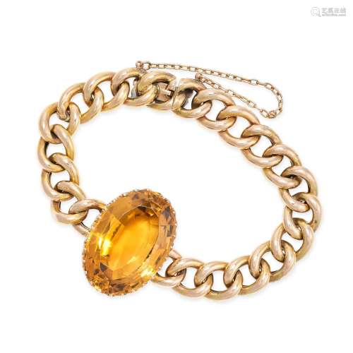 A VINTAGE CITRINE BRACELET in 15ct yellow gold, comprising a...