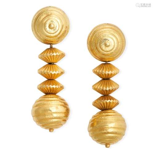 LALAOUNIS, A PAIR OF GOLD DROP EARRINGS in 18ct yellow gold,...
