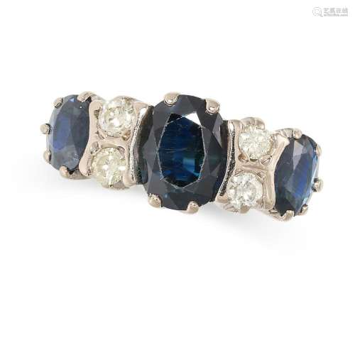 A VINTAGE SAPPHIRE AND DIAMOND RING in 18ct yellow gold, set...