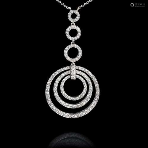 A Diamond Pendant on Necklace.