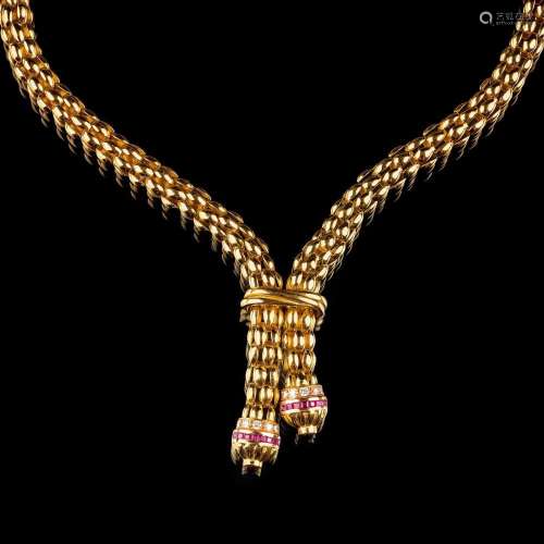 Fope Italy, est. 1929. Necklace with Tassels and Precious Ge...