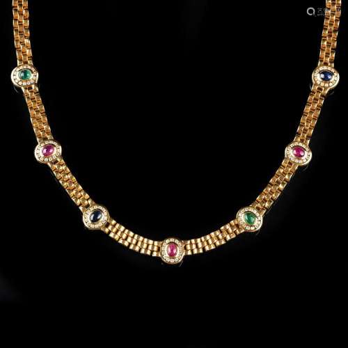 A Necklace with Gemstones and Diamonds.