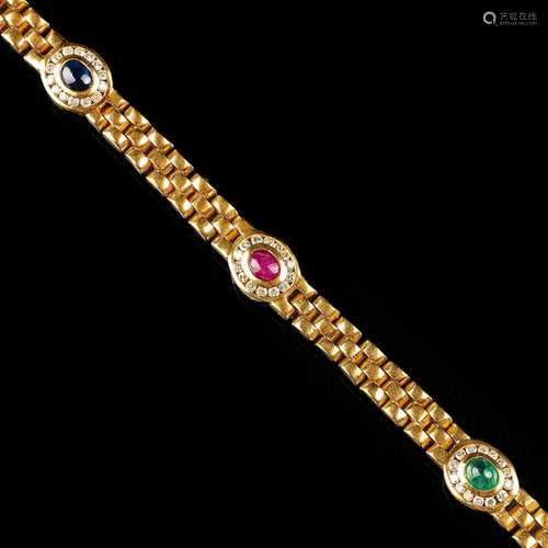 A Bracelet with Gemstones and Diamonds.