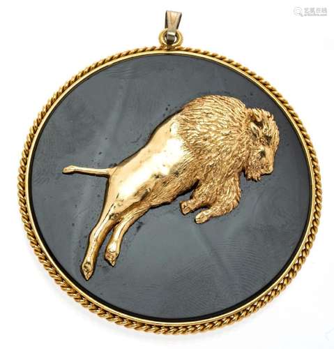 BUFFALO PENDANT, 14K YELLOW GOLD