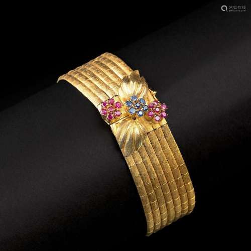 A Vintage Bracelet with Sapphire Ruby Clasp.