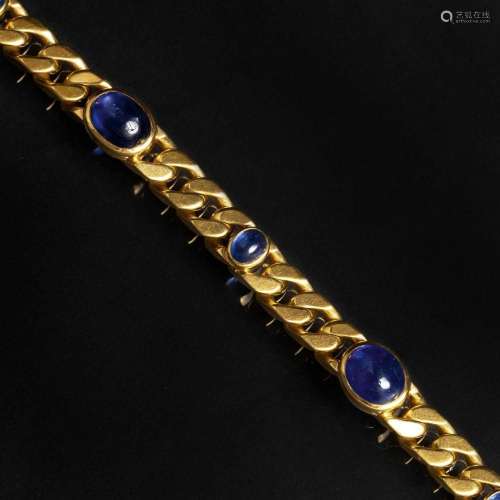 Eugen Theodor Hirner A Curbchain Bracelet with Sapphires.