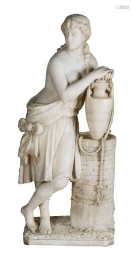 ITALIAN CARVED MARBLE SCULPTURE, 19TH C, H 31", W 14&qu...