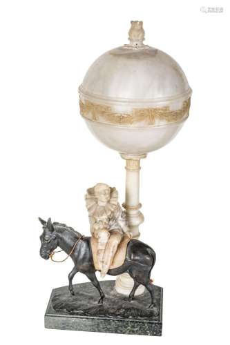 CARVED MARBLE AND ALABASTER WITH BRONZE LAMP, C 1900, ITALY ...