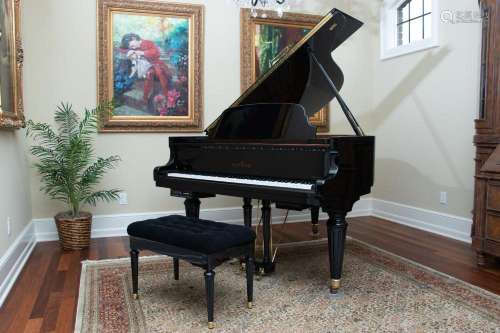 SCHIMMEL PLAYER GRAND PIANO & BENCH, H 26", L 69&qu...