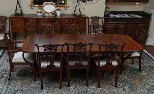 GEORGIAN STYLE MAHOGANY DINING TABLE + 12 MAITLAND-SMITH CHA...