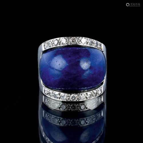 A Lapis Lazuli Diamond Ring.