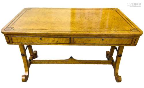 BIEDERMEIER STYLE BIRDSEYE MAPLE WRITING DESK, H 28.5",...