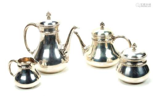 KRISCHEREN, VIENNA, 800 SILVER TEA SERVICE, C. 1900, FOUR PI...