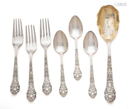 GORHAM MEDICI-OLD, STERLING SILVER FLATWARE: 12 FORKS, 6 SPO...