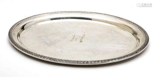 KRISCHER 800 SILVER OVAL TRAY, C 1900, W 14", L 18"...