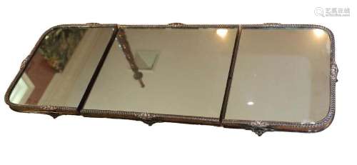 SHEFFIELD SILVER PLATED THREE PIECE PLATEAU MIRROR, H 2.25&q...