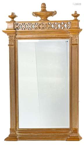FEDERAL STYLE PICKLED PINE WALL MIRROR, 20TH C, H 54", ...
