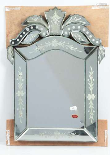 VINTAGE VENETIAN MIRROR, H 21", W 14"