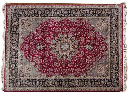 PERSIAN KESHAN ORIENTAL RUG, FINELY WOVEN C 1960 W 9 2"...