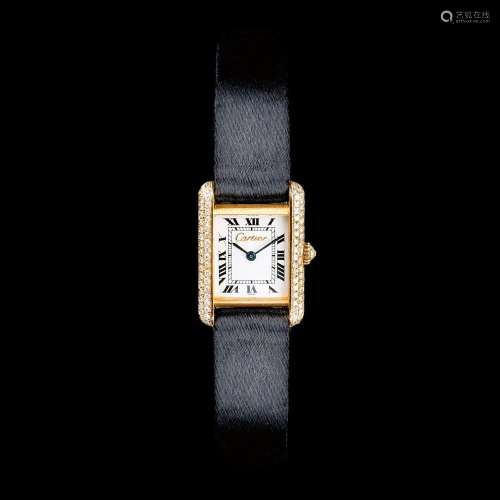 Cartier A Ladies  Wristwatch with Diamonds  Tank .
