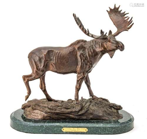 AFTER FREDERIC REMINGTON, BRONZE MOOSE H 13.5" - 15&quo...