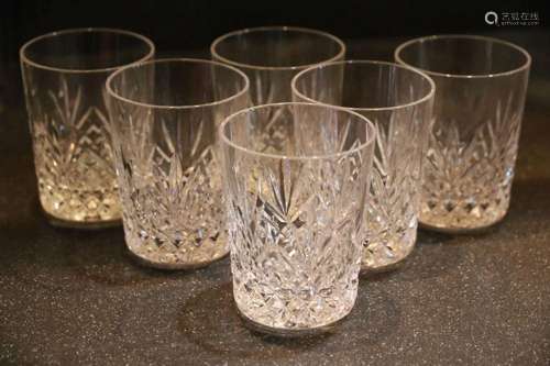 WATERFORD CRYSTAL ROCK GLASSES, 6 PCS, H 4.5", DIA 3.5&...