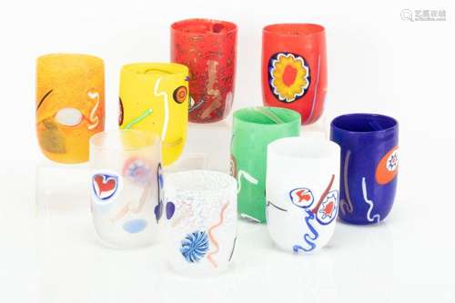 LAGUNA B. GOTO, VENETIAN BLOWN ART GLASS TUMBLERS, C. 1990, ...